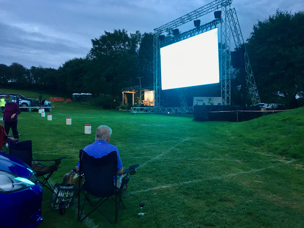 Waiting for Dr Michael Mosley's interview at the Appledore Drive-In Book Festival