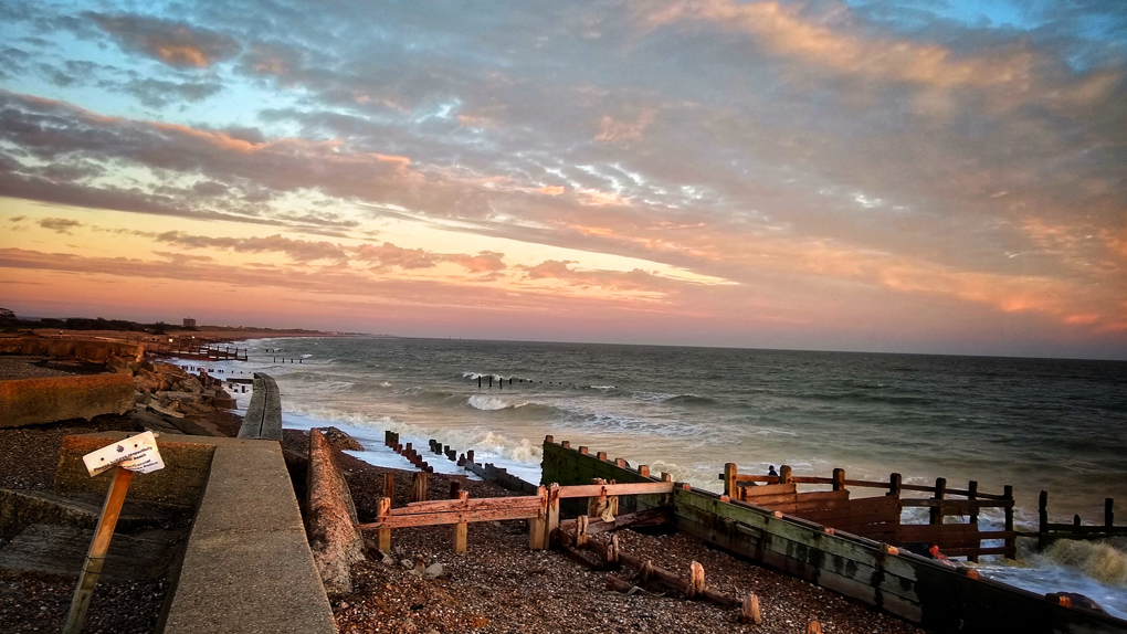 Winter seaside sunset