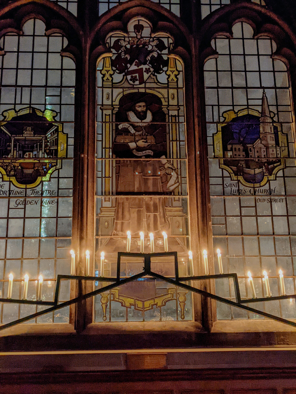 Candles in church window