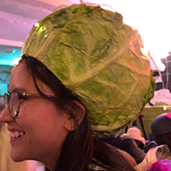 A girl with a cabbage hat