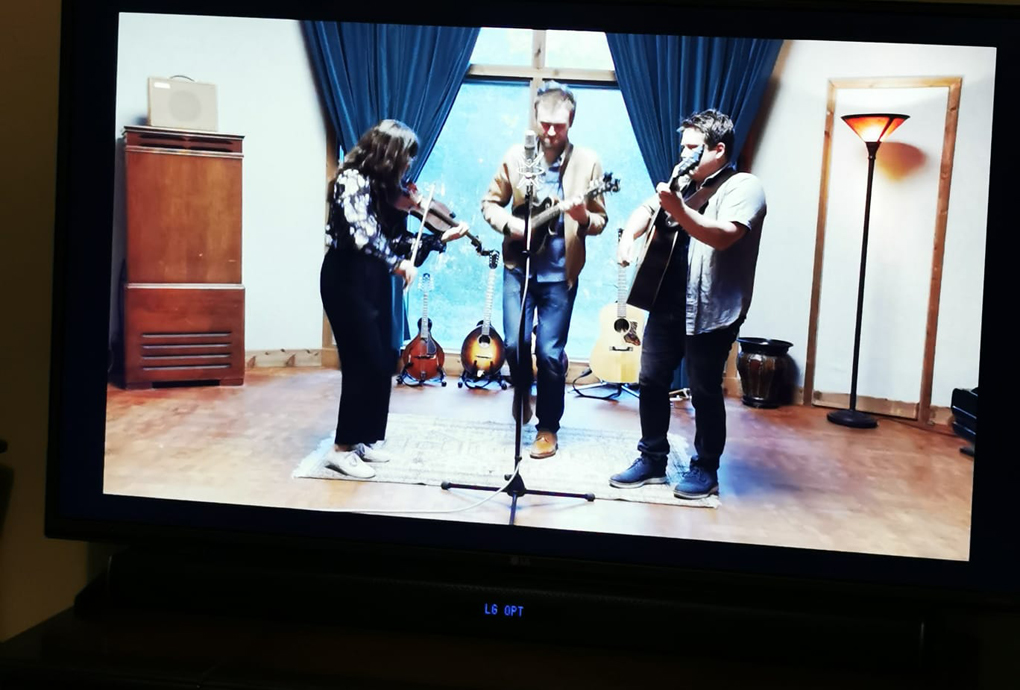 Band performing on the TV