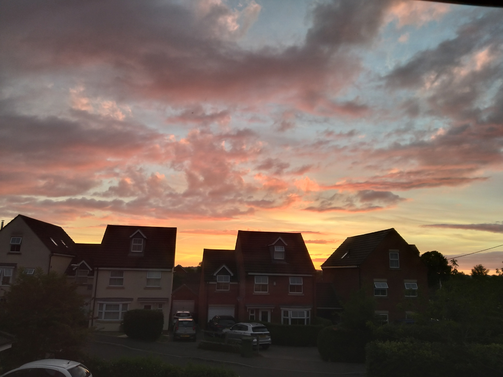 Sunset view with multi colour sky and clouds