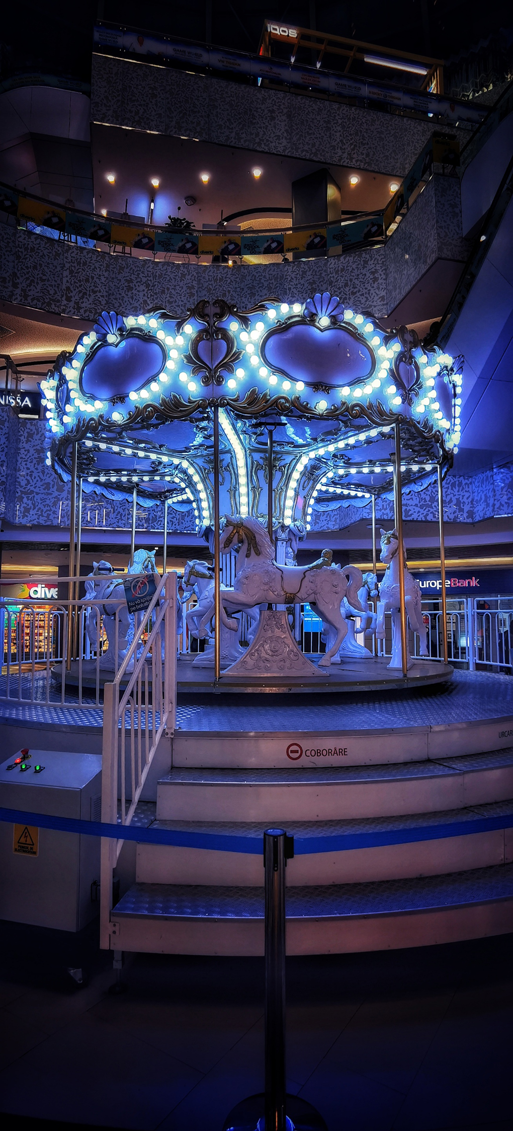 Carousel of horses with lights