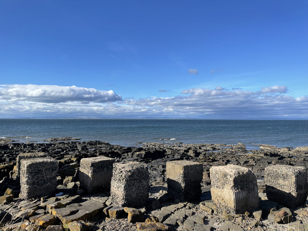 East Lothian coastline on a sunny day