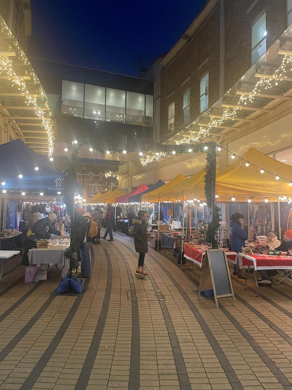 Outdoor market at twilight