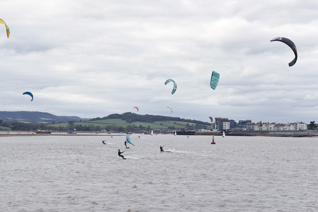 Kite surfing on the river Exe.