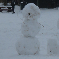 We see several snow men gathering together in Meadow Bank Dorking