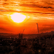 Colourful sunset with the sky the colours of fire