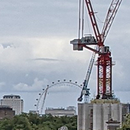 The London skyline featuring The Shard and the London Eye