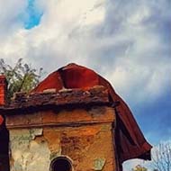 Derelict house in park