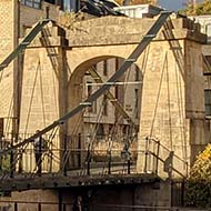 Bridge over river on a sunny autumn day