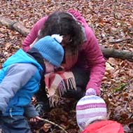 For the toddlers, a walk through the woods involves a hunt for natures' treasure in amongst the leaf litter.