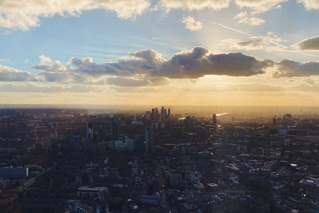 View of London during golden hour from the Shard.