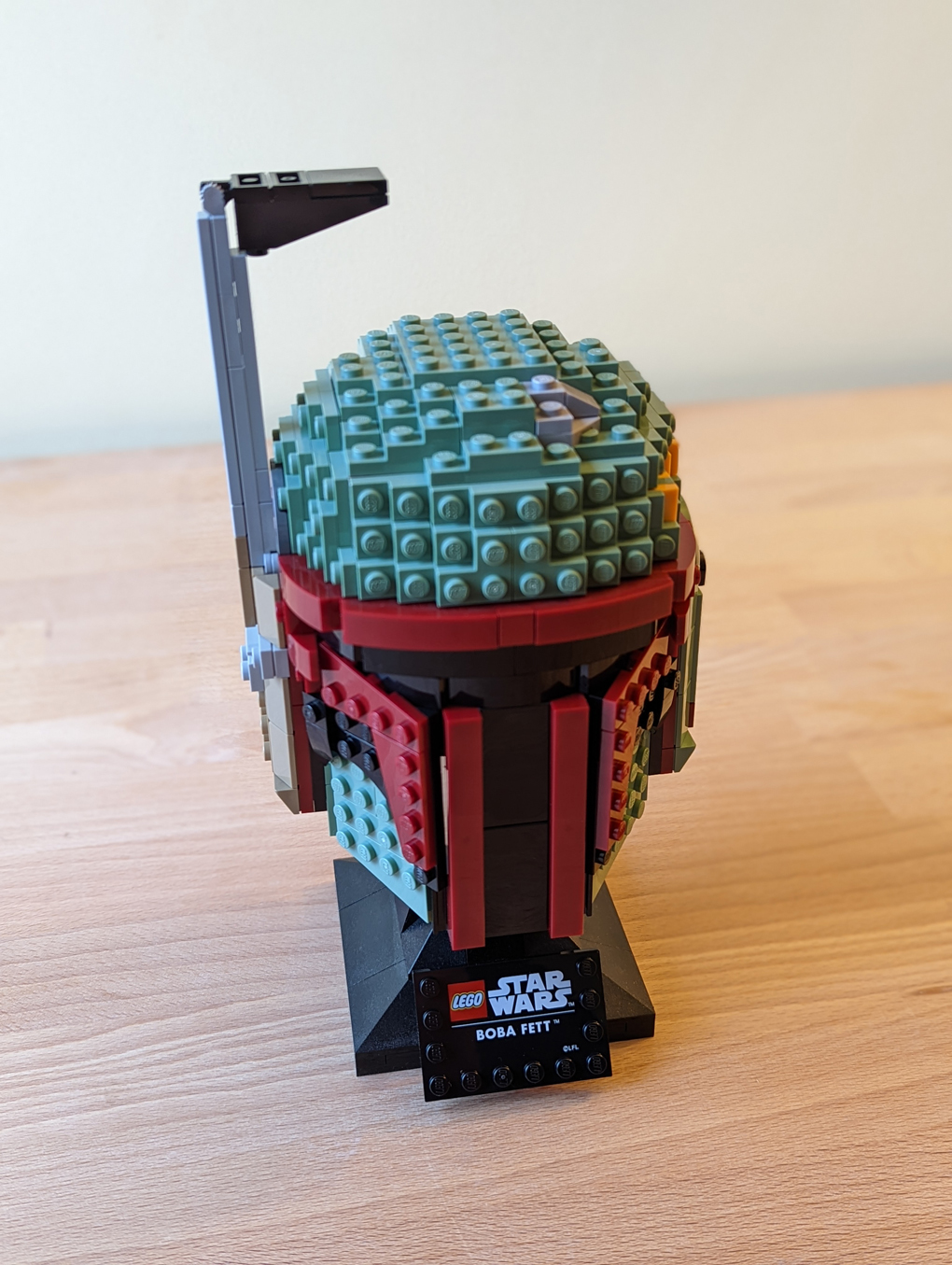 Lego model of Boba Fett's helmet
