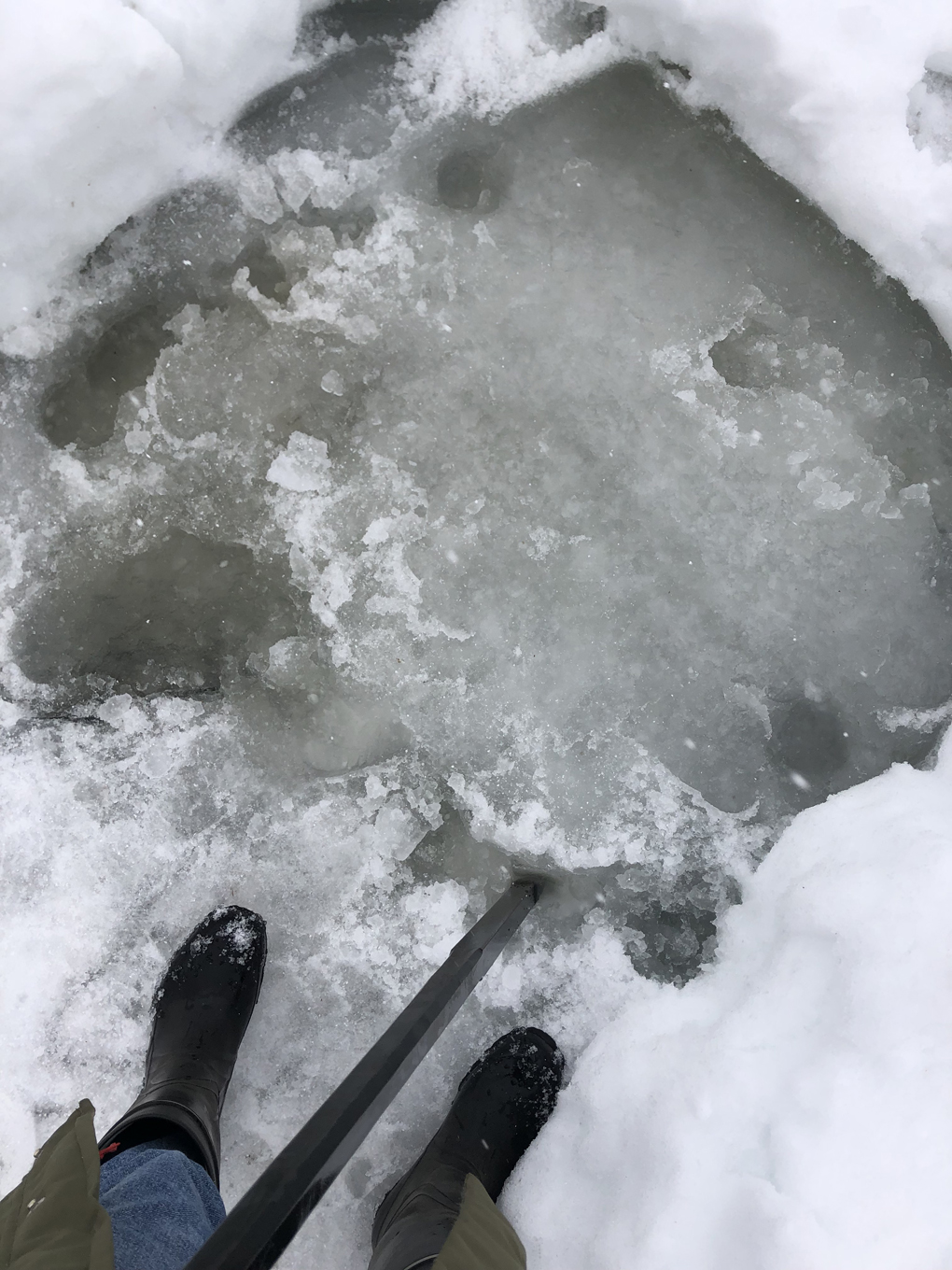 Slushy ice and wellies