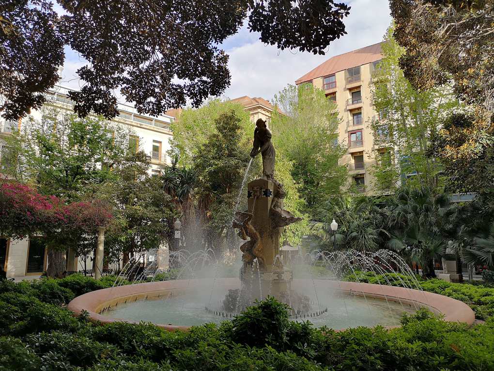Fountain surrounded by trees in Alicante
