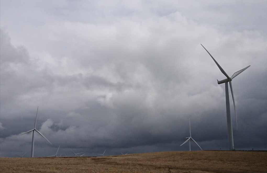 We drove over a mountain in Wales to see what was there. On the top there is a wind-farm - a pet hate of my husband’s but i don’t mind them. They make a swooshing noise when you get near and looked a sight standing tall against the dark grey billowing storm clouds behind.