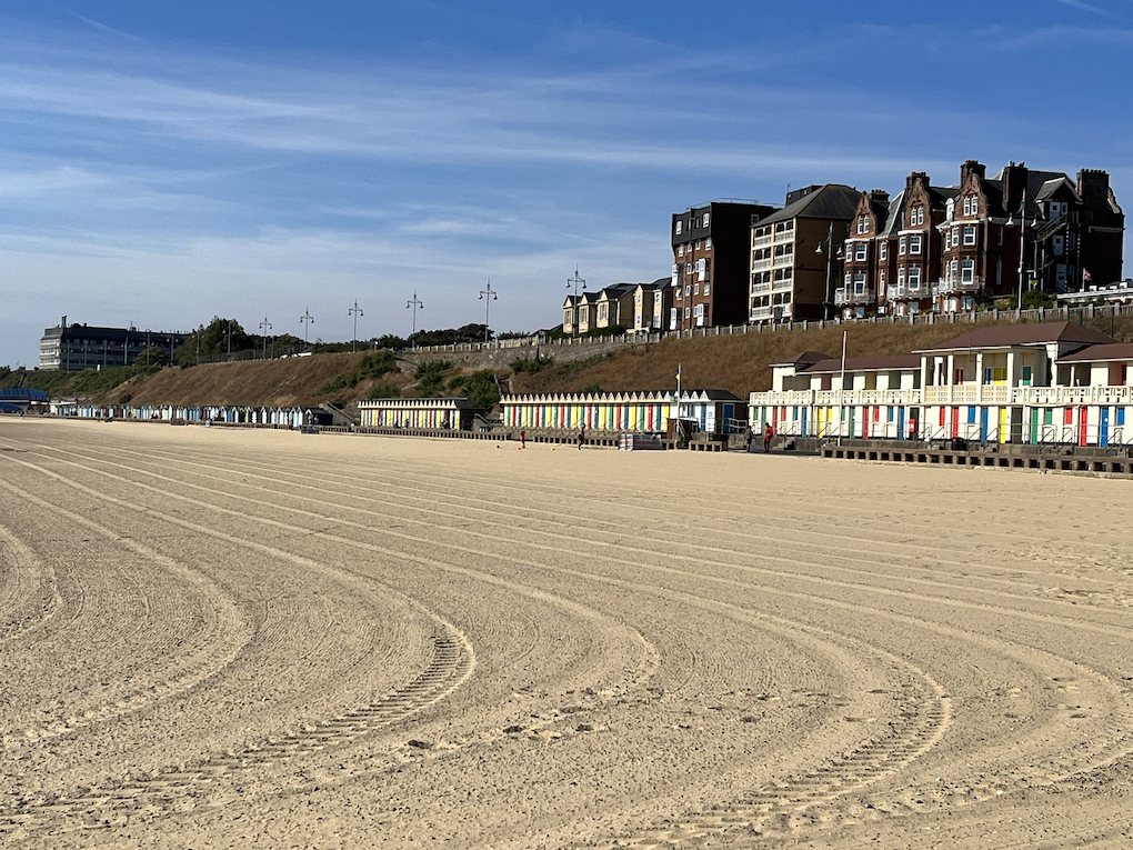 Beach with town in background