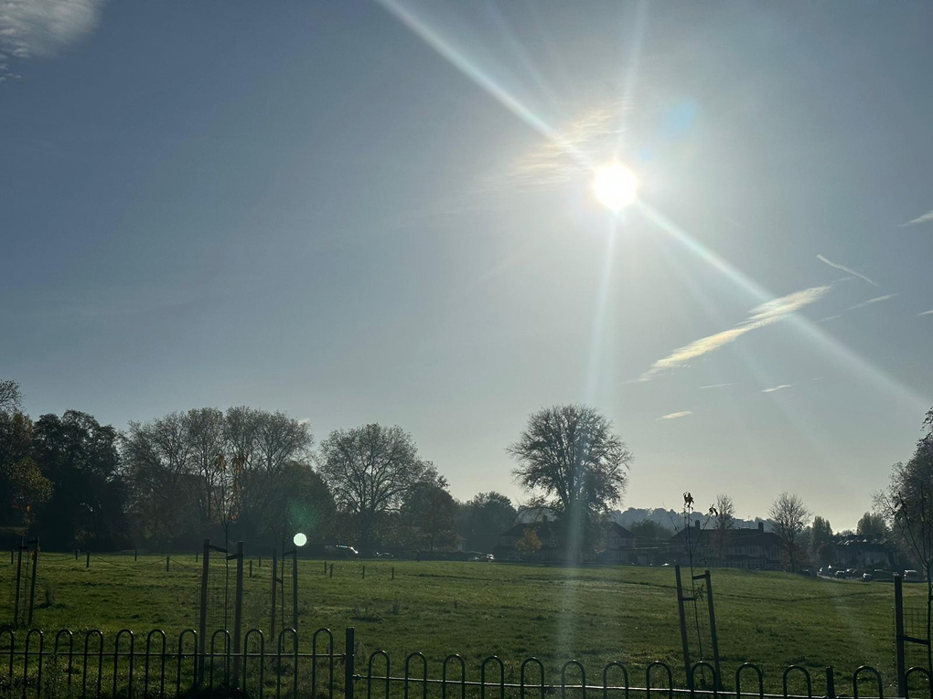 Sun shining over playing fields
