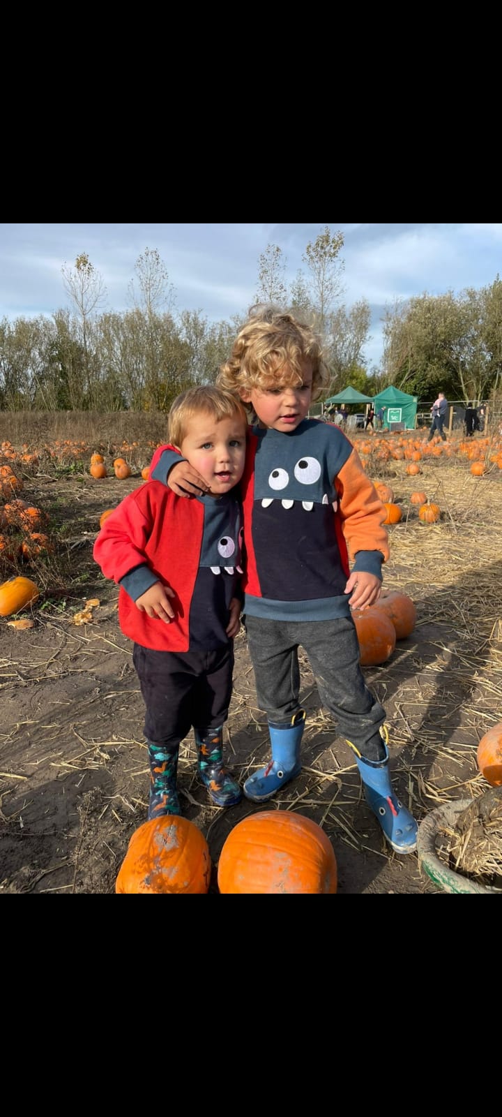 A lovely picture of brotherly love - my two youngest grandsons, ages three and four standing in a field of pumpkins, trying to decide which to take home. The older has his arm round the other’s neck pulling him towards him as if saying”Now concentrate Maxey, which one shall we have?”