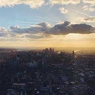 View of London during golden hour from the Shard.
