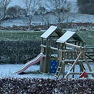 Snow covered garden