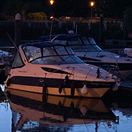 We see the Thames at Teddington in Twilight