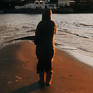 Sun setting over a sandbank