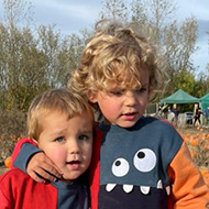 A lovely picture of brotherly love - my two youngest grandsons, ages three and four standing in a field of pumpkins, trying to decide which to take home. The older has his arm round the other’s neck pulling him towards him as if saying”Now concentrate Maxey, which one shall we have?”