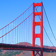 We see the magnificent Golden Gate Bridge on a sunny November day