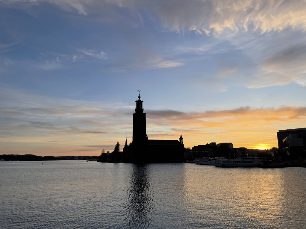 Stockholm skyline at sunset