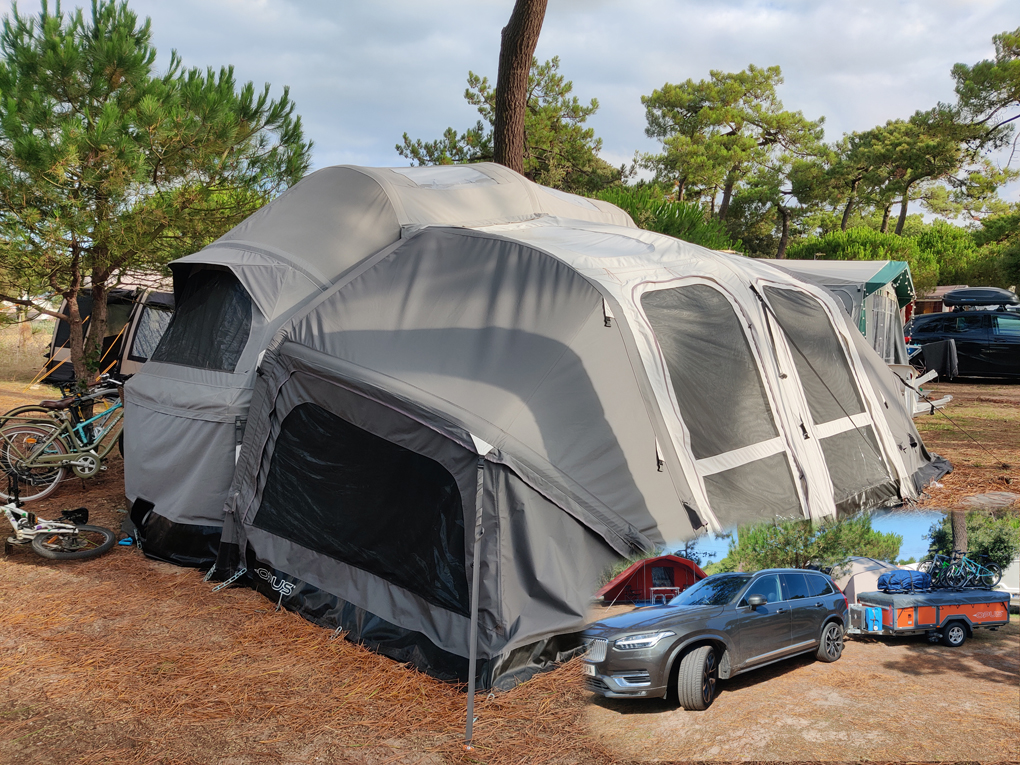 Folding up an Opus Air trailer tent