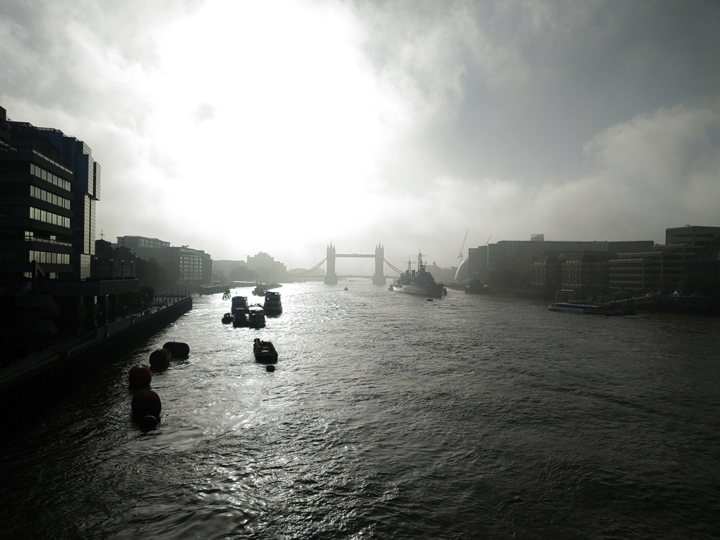 Sunny, misty London