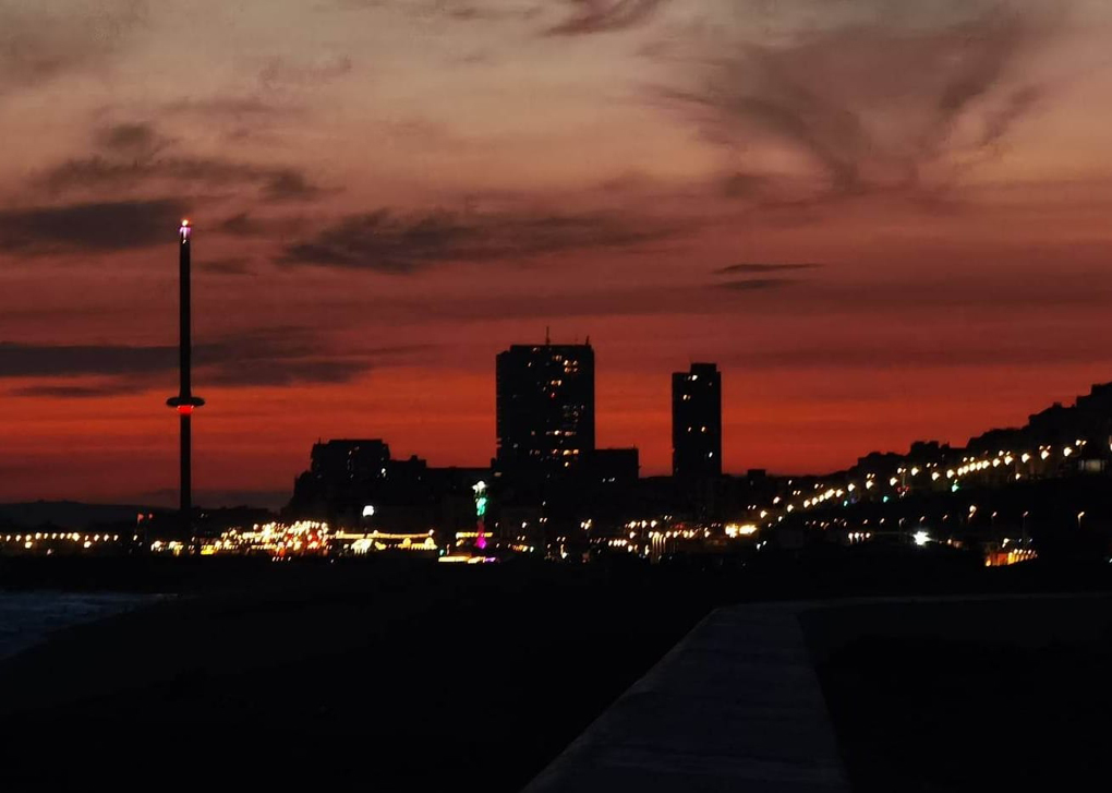 Late night view from Marina, city in night lights