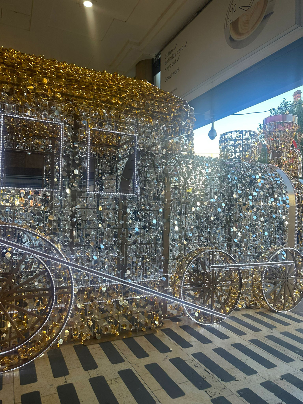 Shiny train made of something that looks like coins