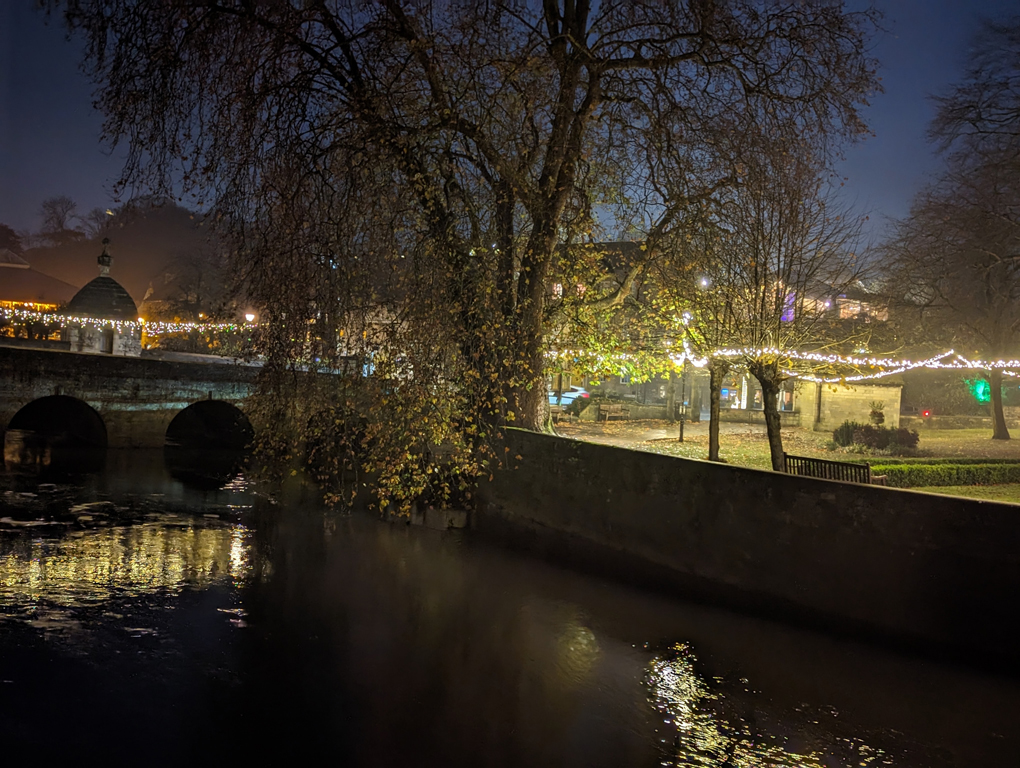 View of River Avon looking at the bridge from Abbey Mill at the waterfront