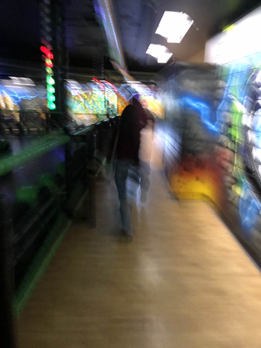 A blurry photo of the inside of a kids' play centre