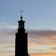 Stockholm skyline at sunset