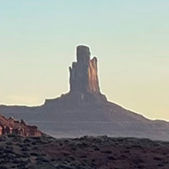 An image of two desert rock formations in Monument Valley, Navajo Nation