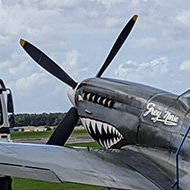 A Spitfire aircraft being refuelled at Kemble Airport.