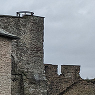 Hay Castle viewed from the garden to the back of the property (near the car park)