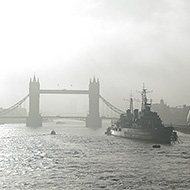 Sunny, misty London