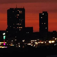 Late night view from Marina, city in night lights