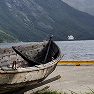Scenic shot in a fjord at Urke in Norway.