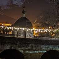 View of River Avon looking at the bridge from Abbey Mill at the waterfront