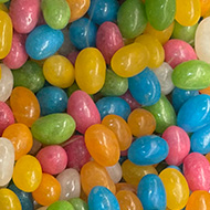 Aerial view of sweets in pick and mix containers in a supermarket