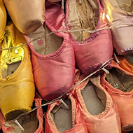 Xmas tree made from old worn dyed ballet shoes