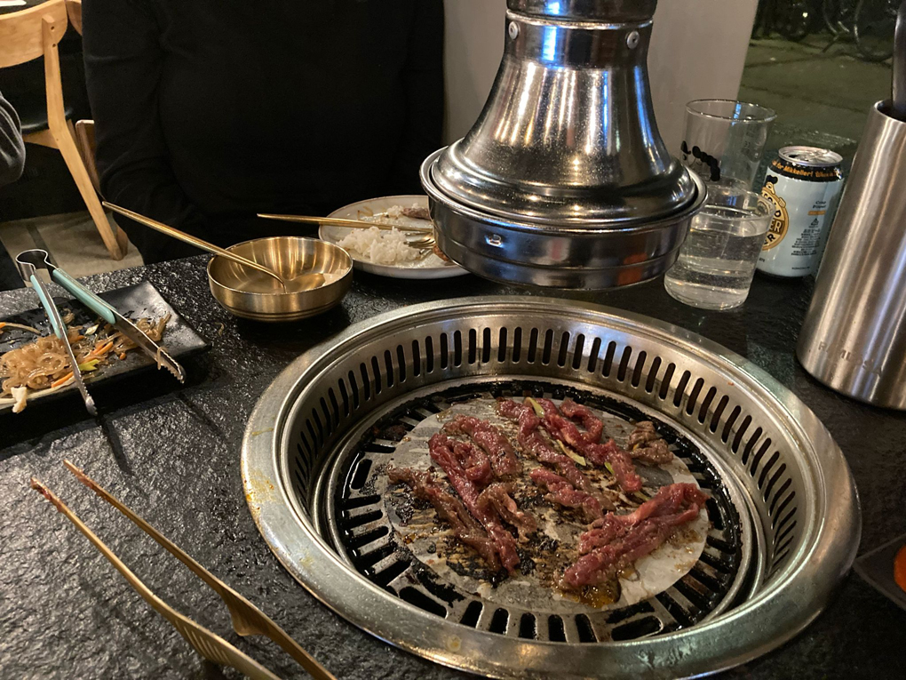 Korean food on authentic dishware