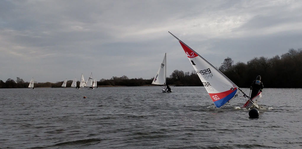Racing dinghies on a chilly January morning