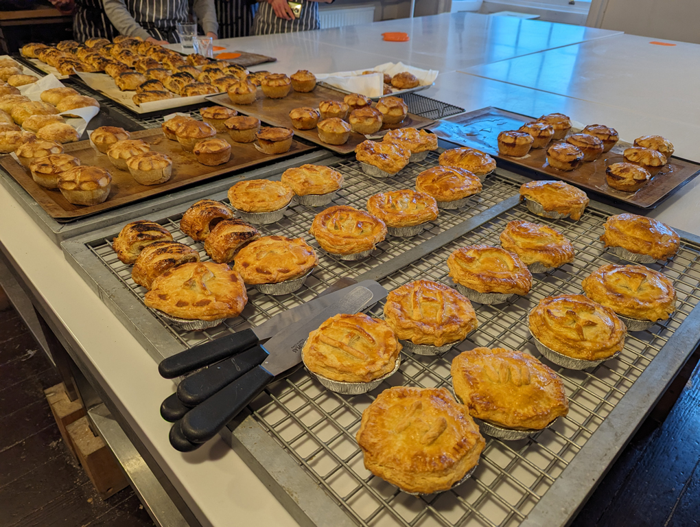 A large selection of savoury pastries fresh from the oven